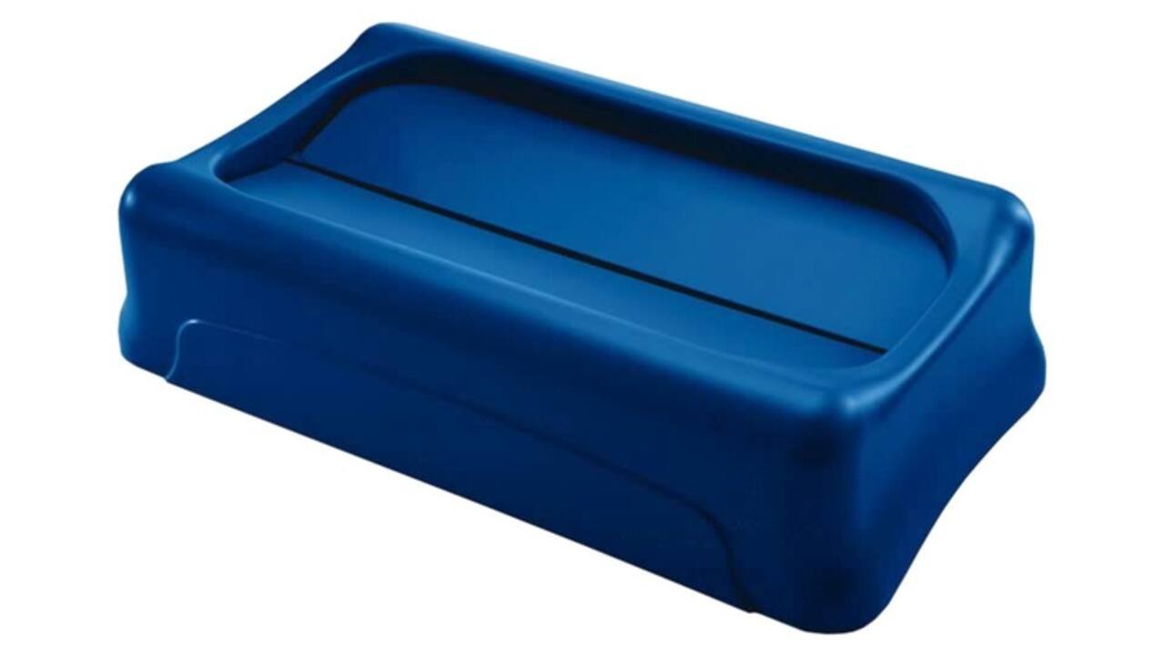 Deksel Rubbermaid Slim Jim Vented gesloten met swingsysteem blauw