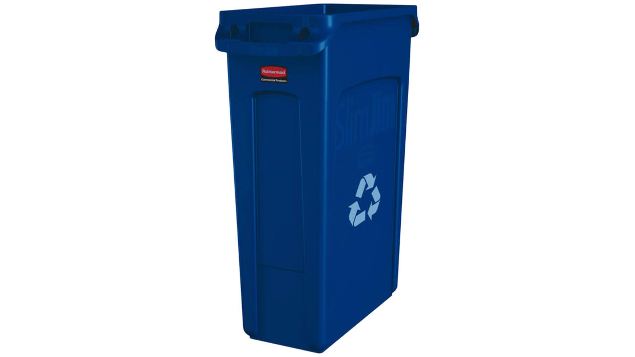 Afvalbak Rubbermaid Slim Jim Vented met luchtsleuven 87liter blauw