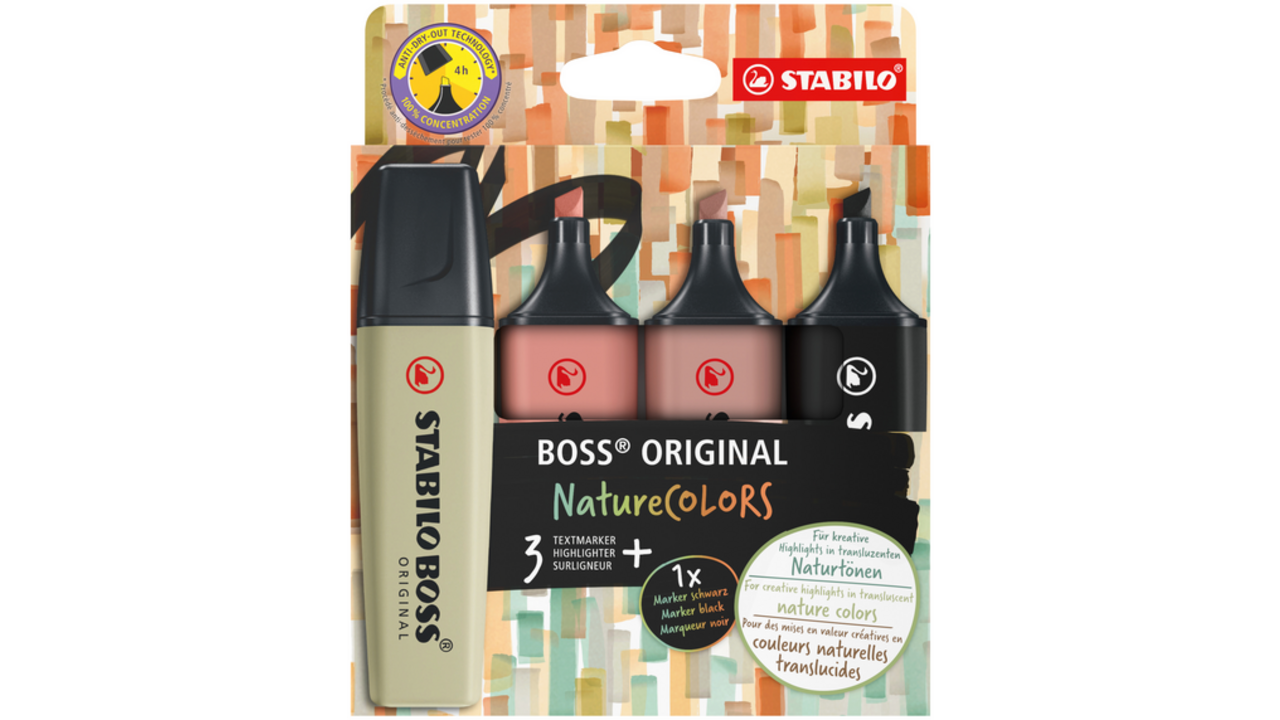 Markeerstift STABILO Boss 70/4 nature colors etui à 4 stuks