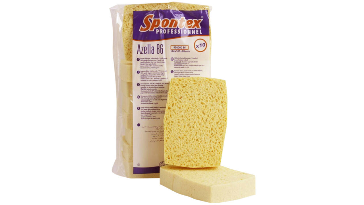 Spons Spontex Azella 86 viscose glazenwassersspons 144x101x28mm 10 stuks