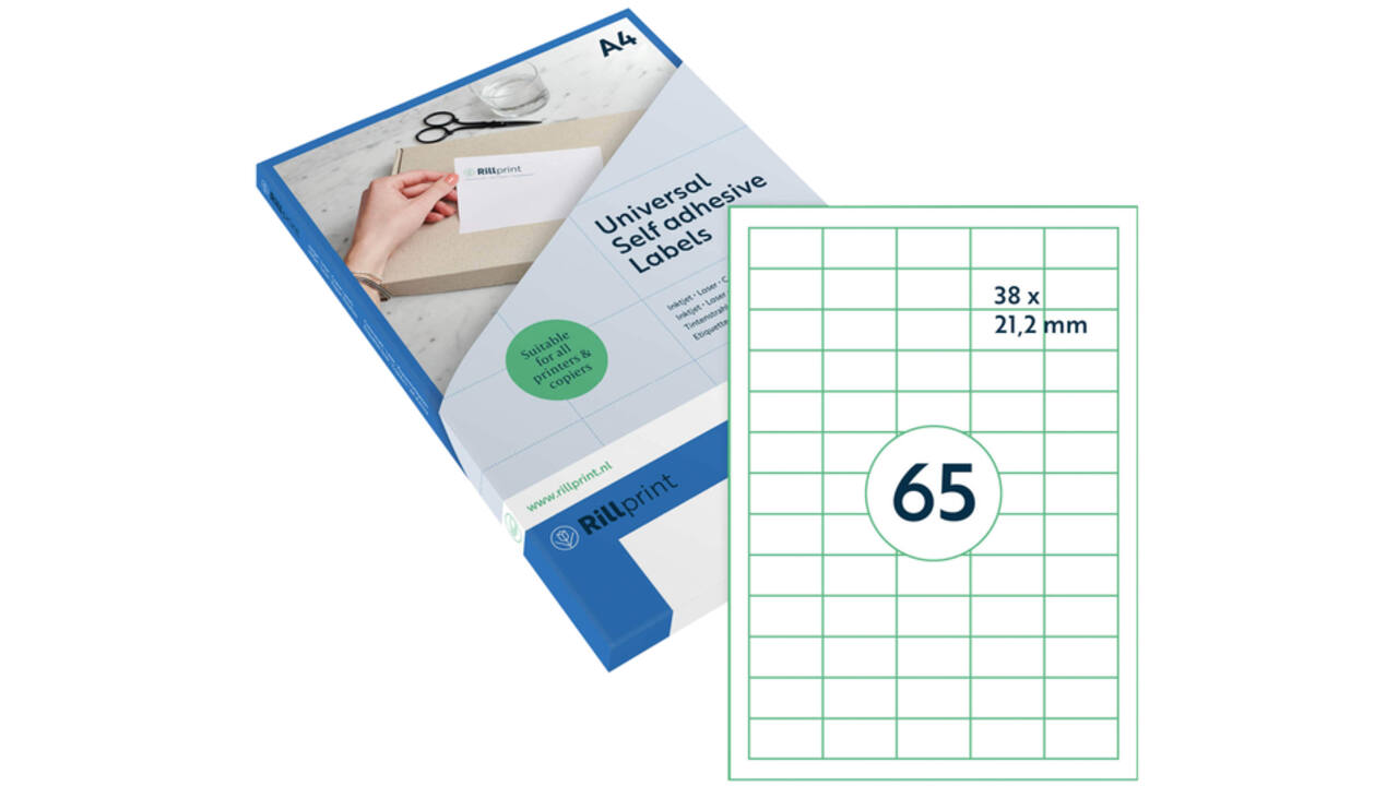 Etiket Rillprint 38x21.2mm mat transparant 1625 etiketten