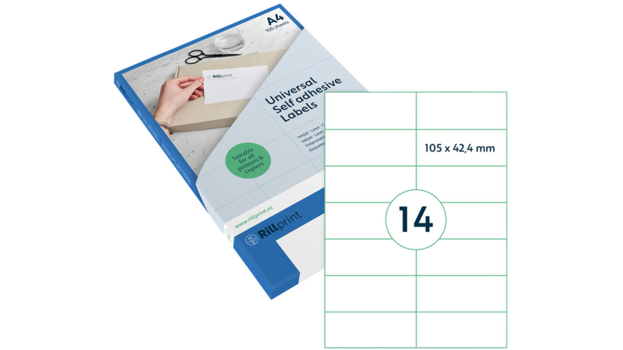 Etiket Rillprint 105x42.4mm mat transparant 350 stuks