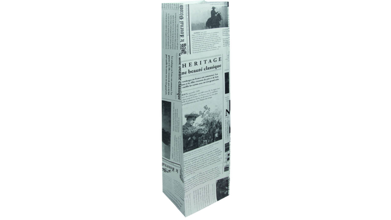 Verpakkingszak IEZZY (wijn)flessen 10x8x41cm papier Le Journal 50 stuks