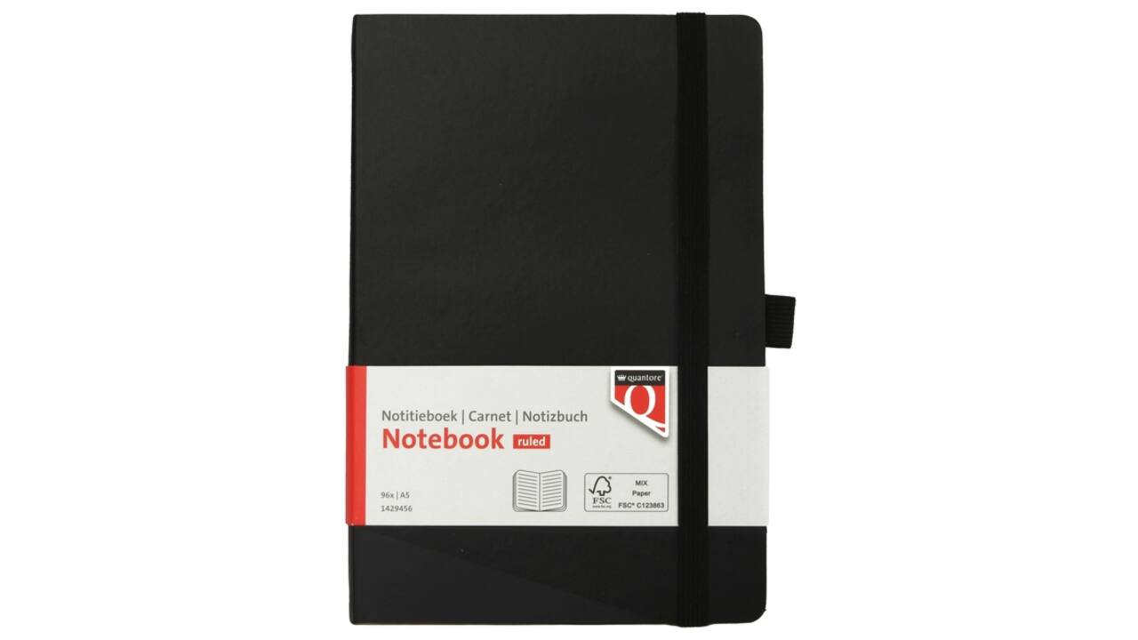 Notitieboek Quantore A5 flex lijn 192blz 80gr zwart
