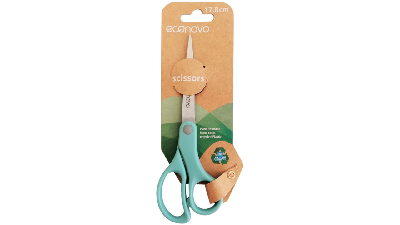 Schaar Econovo 18cm blauw blister à 1 stuk