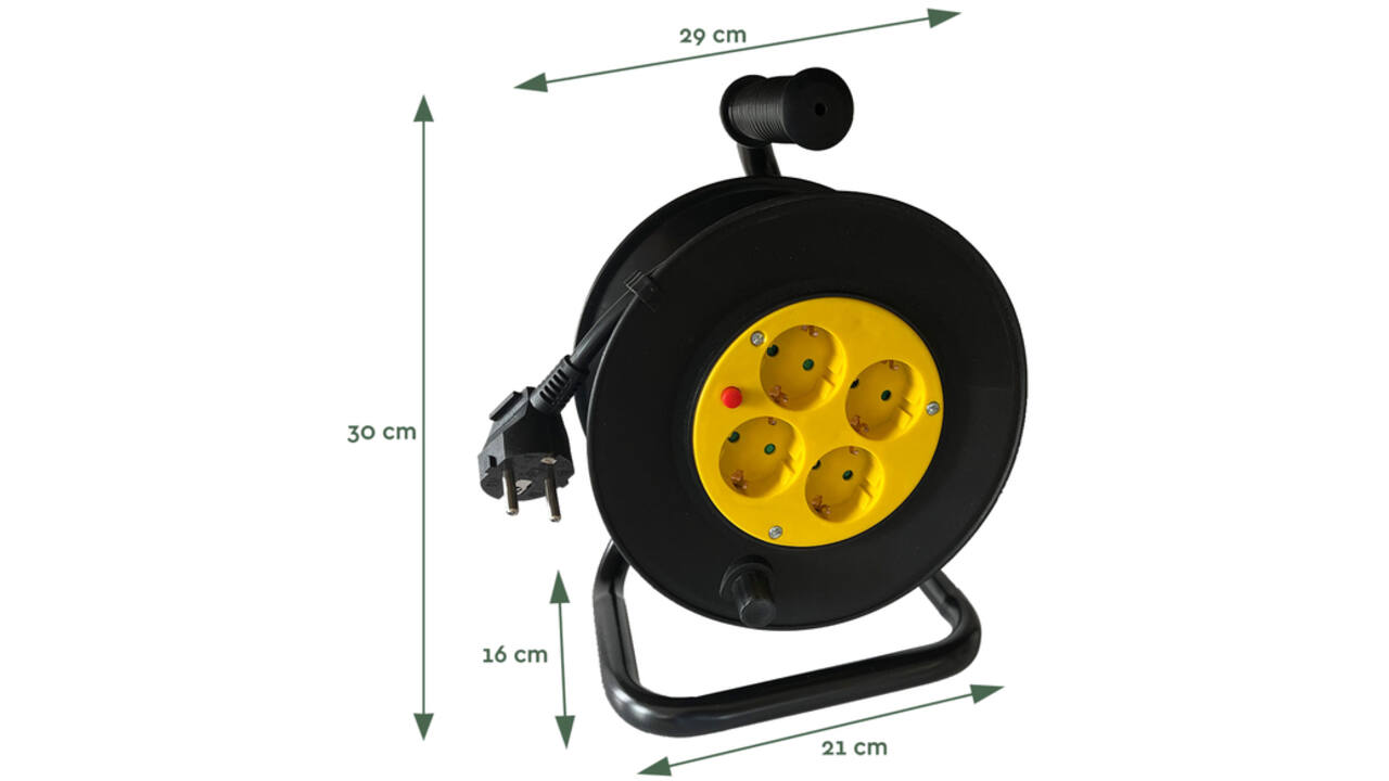 Kabelhaspel BRASQ Pro 4 voudig 10 meter zwart
