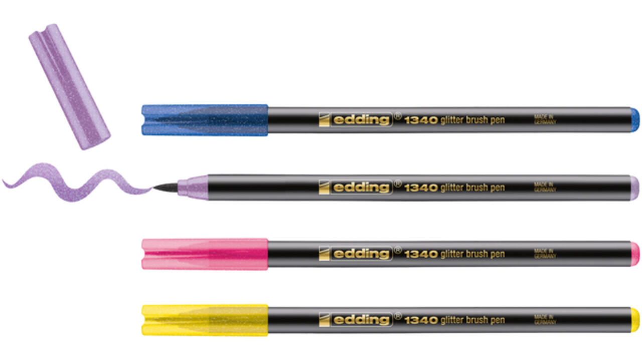 Brushpen edding 1340 glitter assorti set à 4 stuks