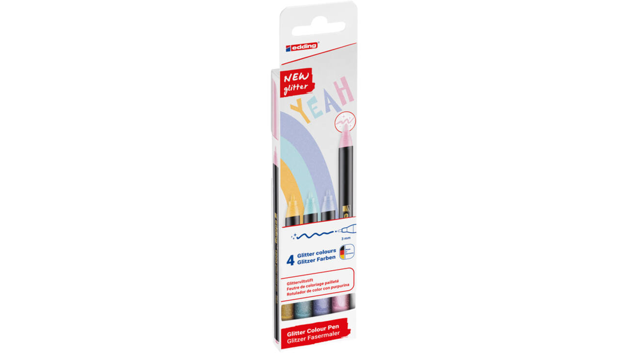 Fineliner edding 1200 fijn glitter pastel assorti set à 4 stuks