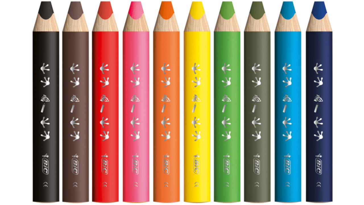 Kleurpotloden Bickids Multi Surface Class incl 2 puntenslijpers assorti 10 kleuren pak à 40 stuks