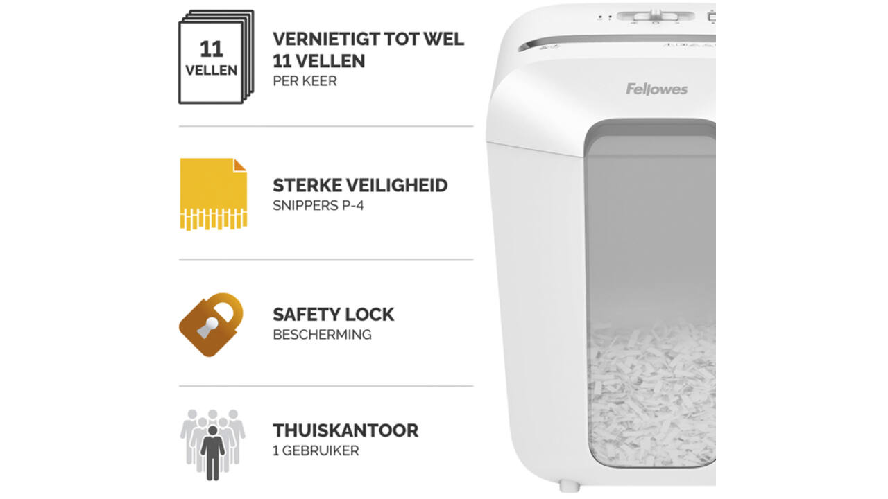 Papiervernietiger Fellowes Powershred LX70 snippers 4x40mm wit