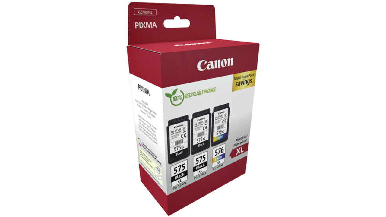 Inktcartridge Canon PG-575XL + CL-576XL 2x zw+kleur