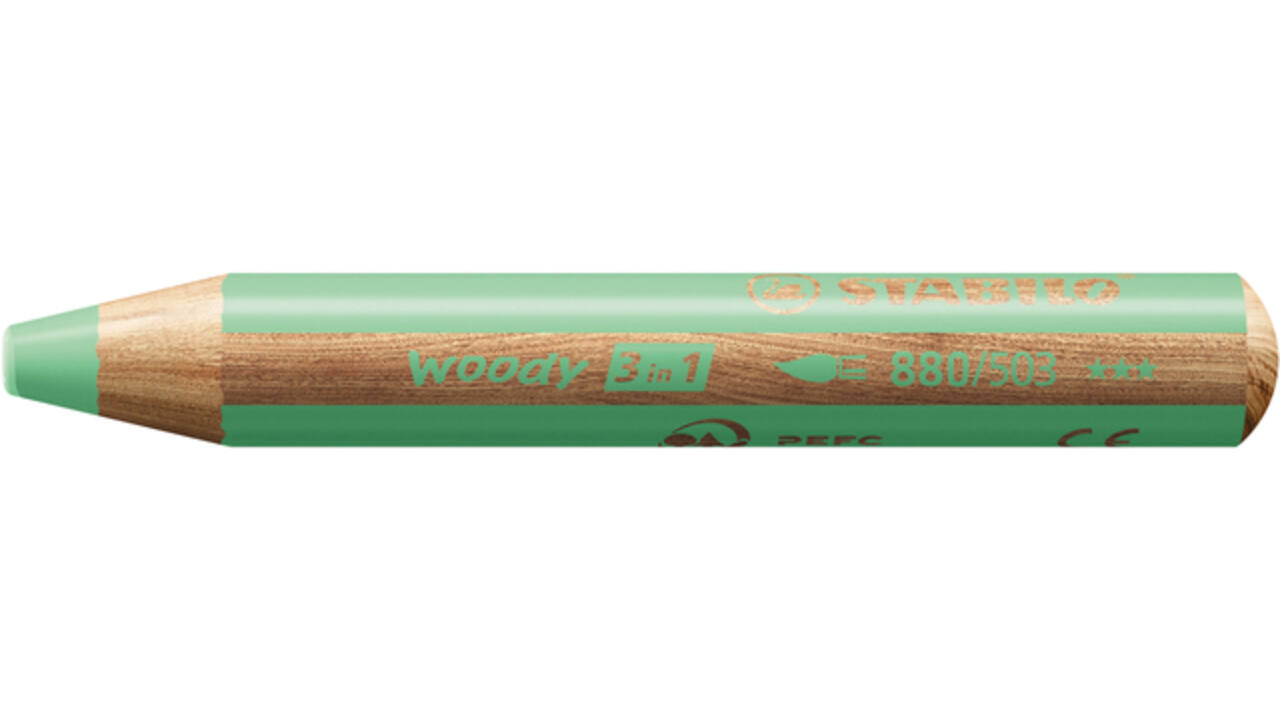 Kleurpotloden STABILO 880 woody 3 in 1 multitalent pastel groen