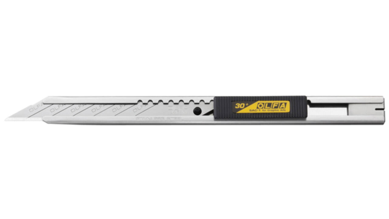 Snijmes Olfa SAC-1 9mm met metalen houder blister à 1 stuk