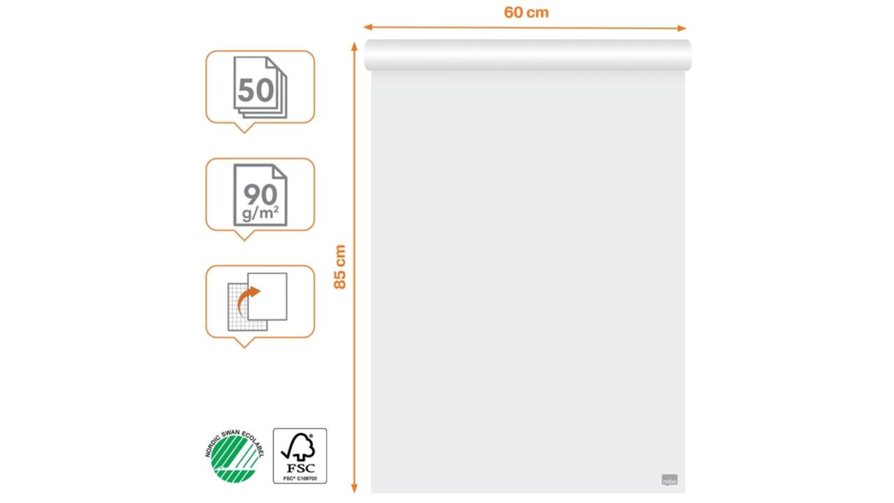 Flipoverpapier Nobo Premium 60x85cm dubbelzijdig 1 rol