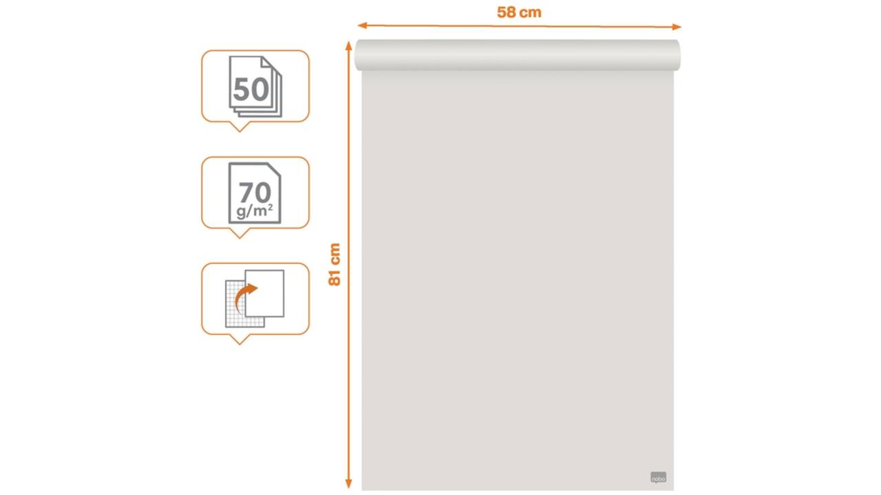Flipoverpapier Nobo Gerecycled 58x81cm dubbelzijdig plano
