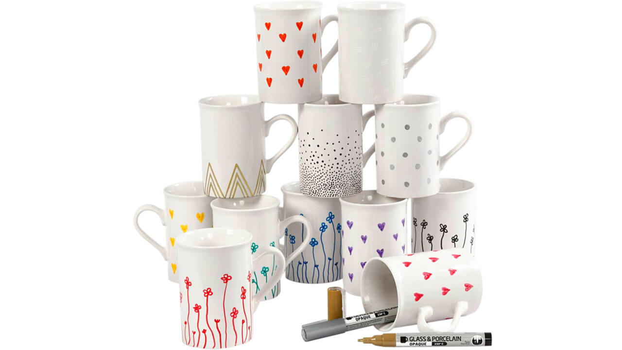Glas- & Porseleinstiften Creativ Company 1-2mm set à 12 kleuren