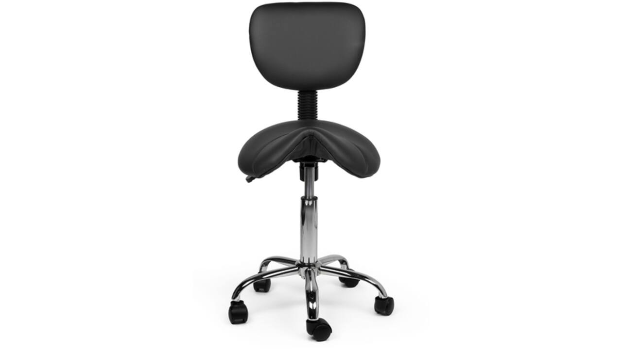 Zadelkruk Office rugleuning laag harde wielen zw