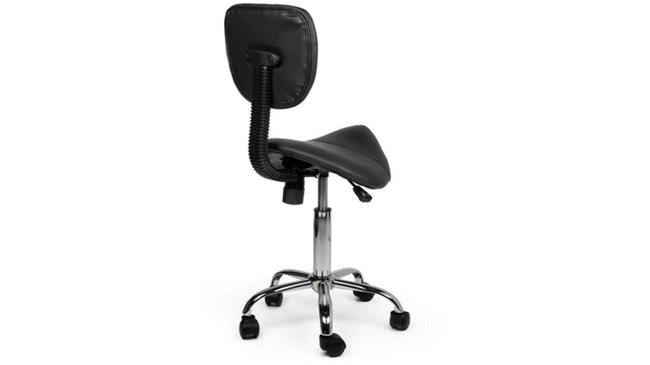 Zadelkruk Office rugleuning laag harde wielen zw