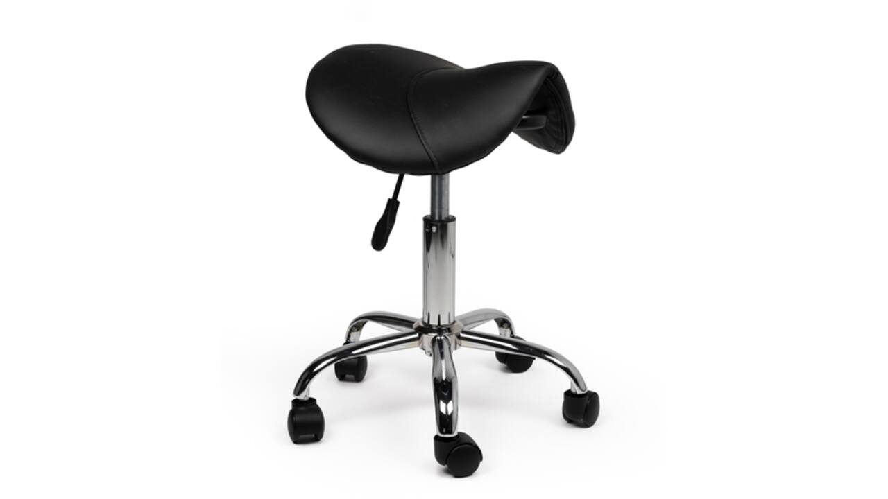 Zadelkruk Office laag harde wielen zw