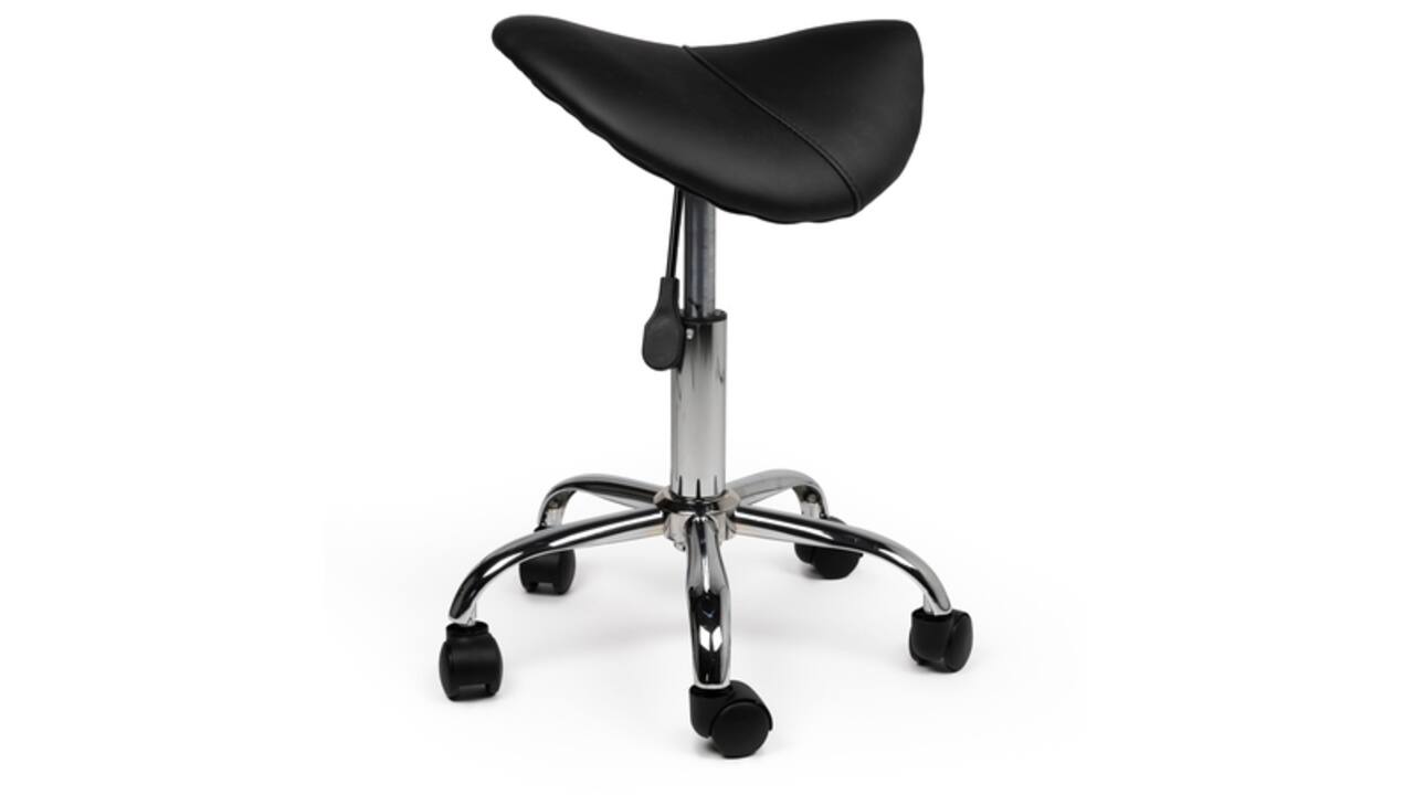 Zadelkruk Office laag harde wielen zw