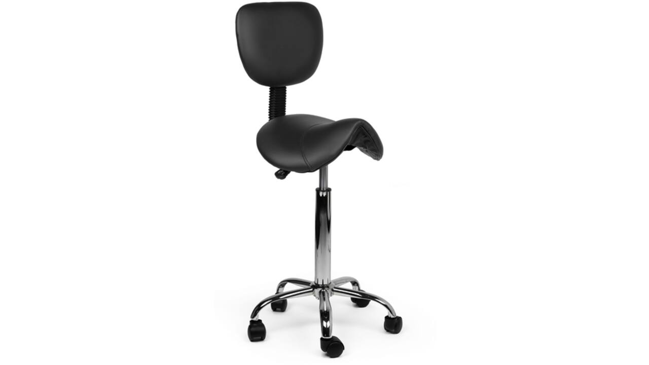 Zadelkruk Office rugleuning medium harde wielen zw