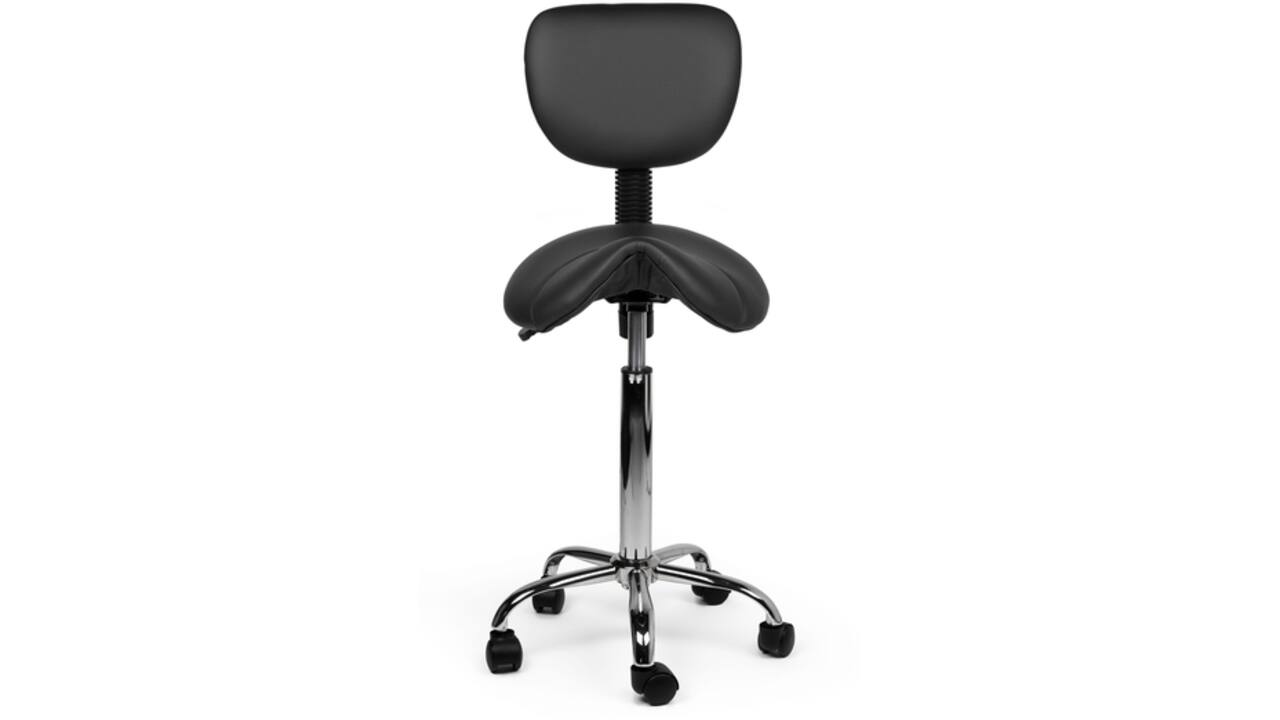 Zadelkruk Office rugleuning medium harde wielen zw