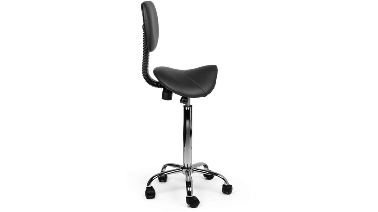 Zadelkruk Office rugleuning hoog harde wielen zw