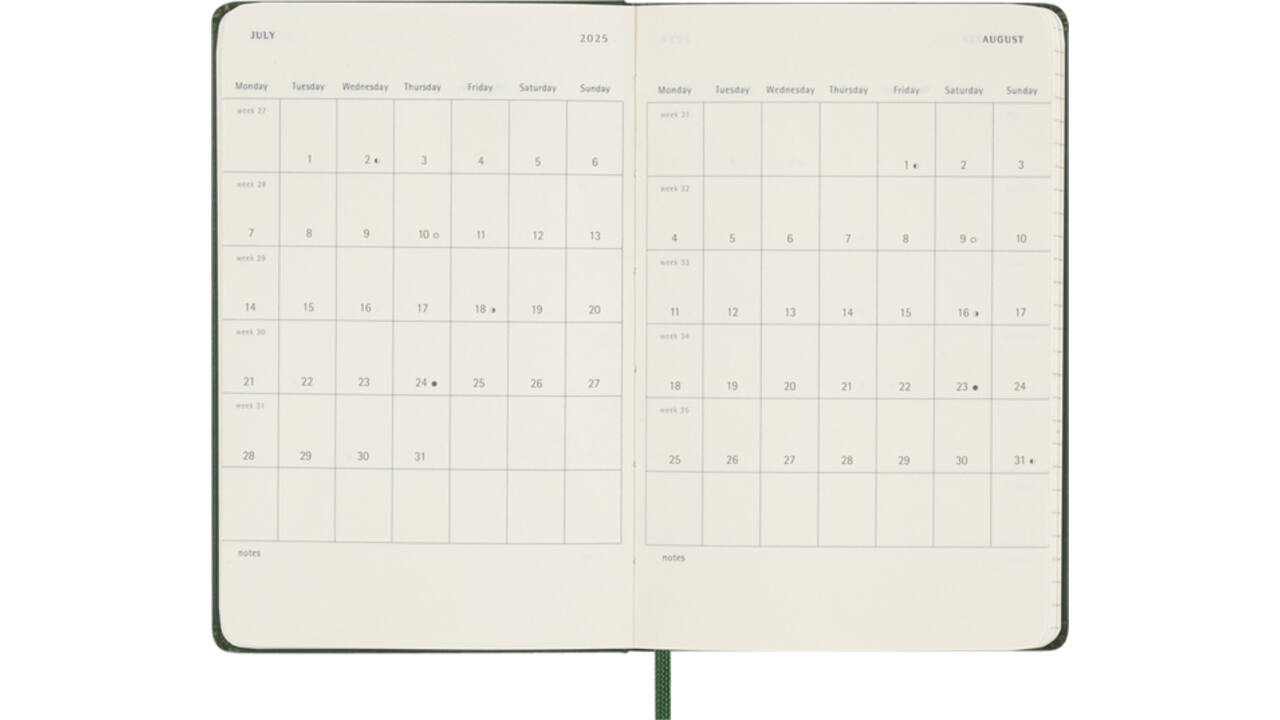 Agenda 2025 Moleskine 12M Planner Weekly 7dagen/1pagina pocket hc myrtle green