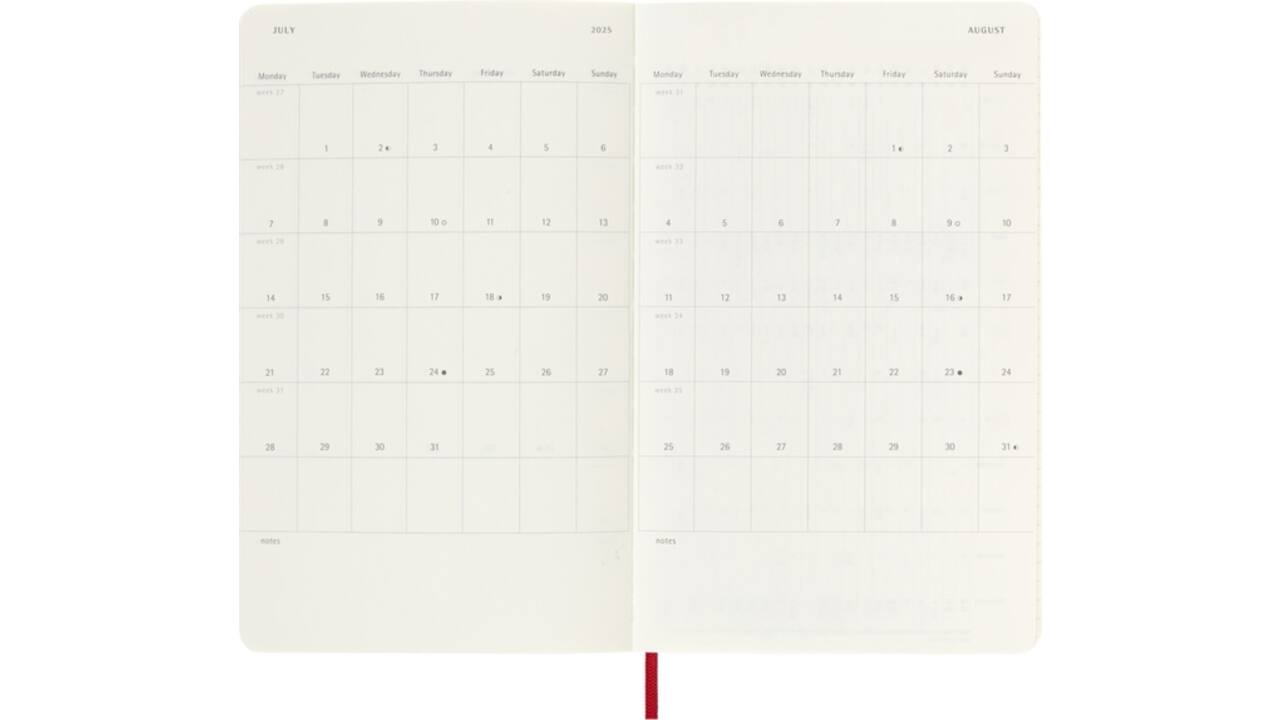 Agenda 2025 Moleskine 12M Planner Weekly 7dagen/1pagina large sc scarlet red