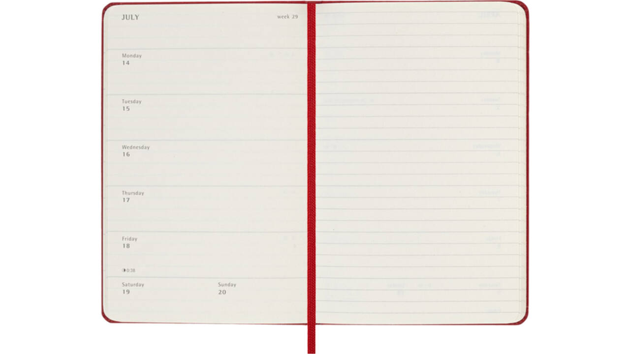 Agenda 2025 Moleskine 12M Planner Weekly 7dagen/1pagina pocket hc scarlet red