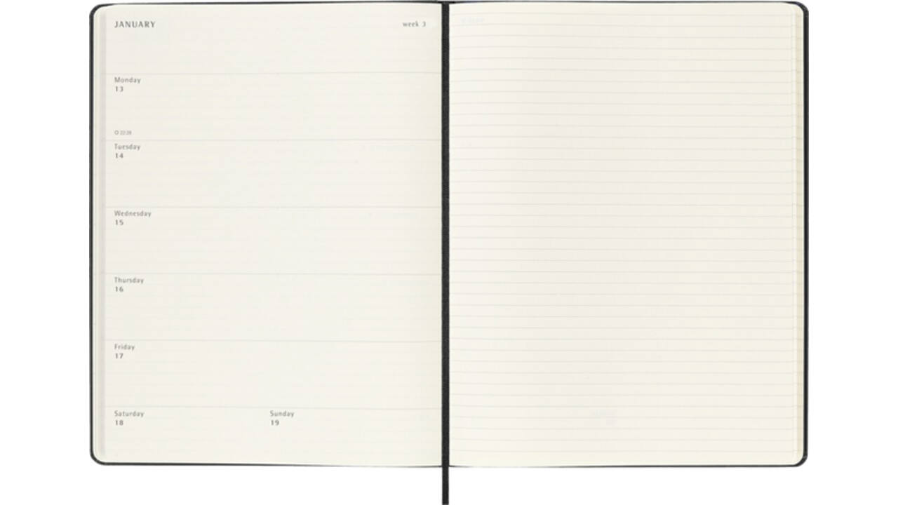 Agenda 2024/2025 Moleskine 18M Planner Weekly 7dagen/1pagina extra large hc black