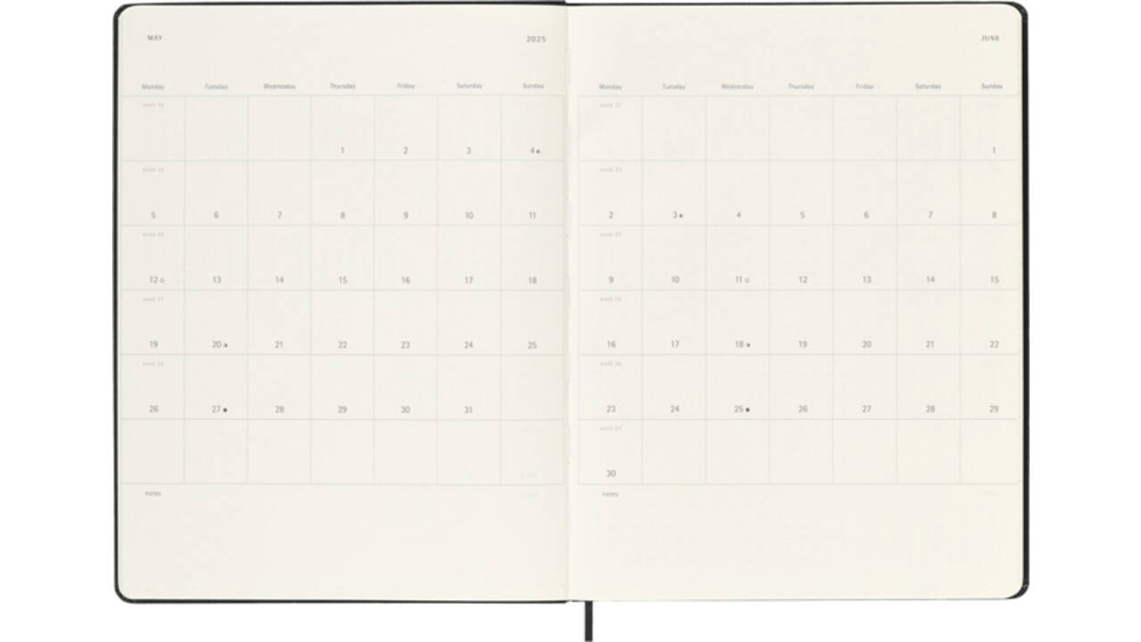 Agenda 2024/2025 Moleskine 18M Planner Weekly 7dagen/1pagina extra large hc black