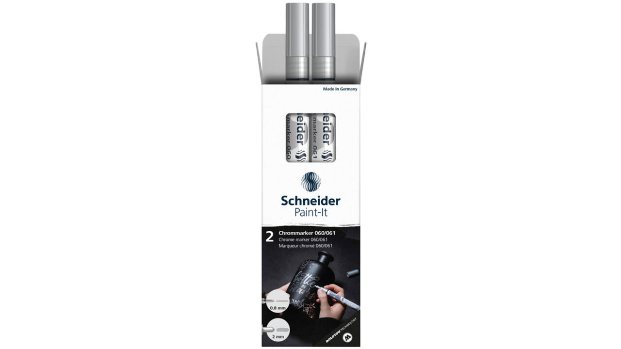 Viltstift Schneider Paint-it 060 - 061 2.0mm en 0.8mm mtl chrome 2st