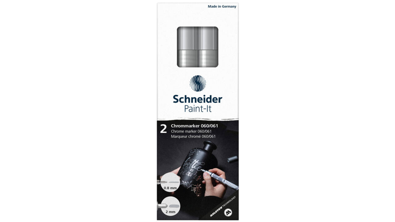 Viltstift Schneider Paint-it 060 - 061 2.0mm en 0.8mm mtl chrome 2st