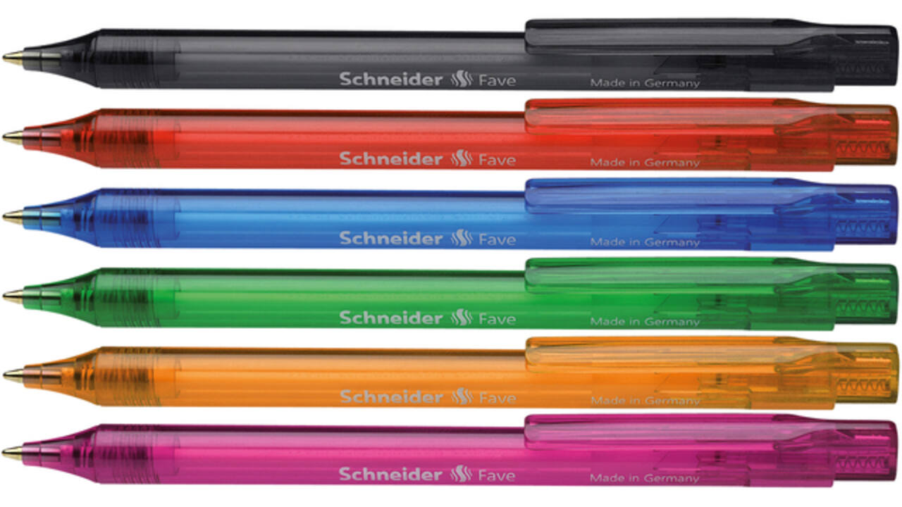 Balpen Schneider Fave medium assorti kleuren schrijfkleur blauw