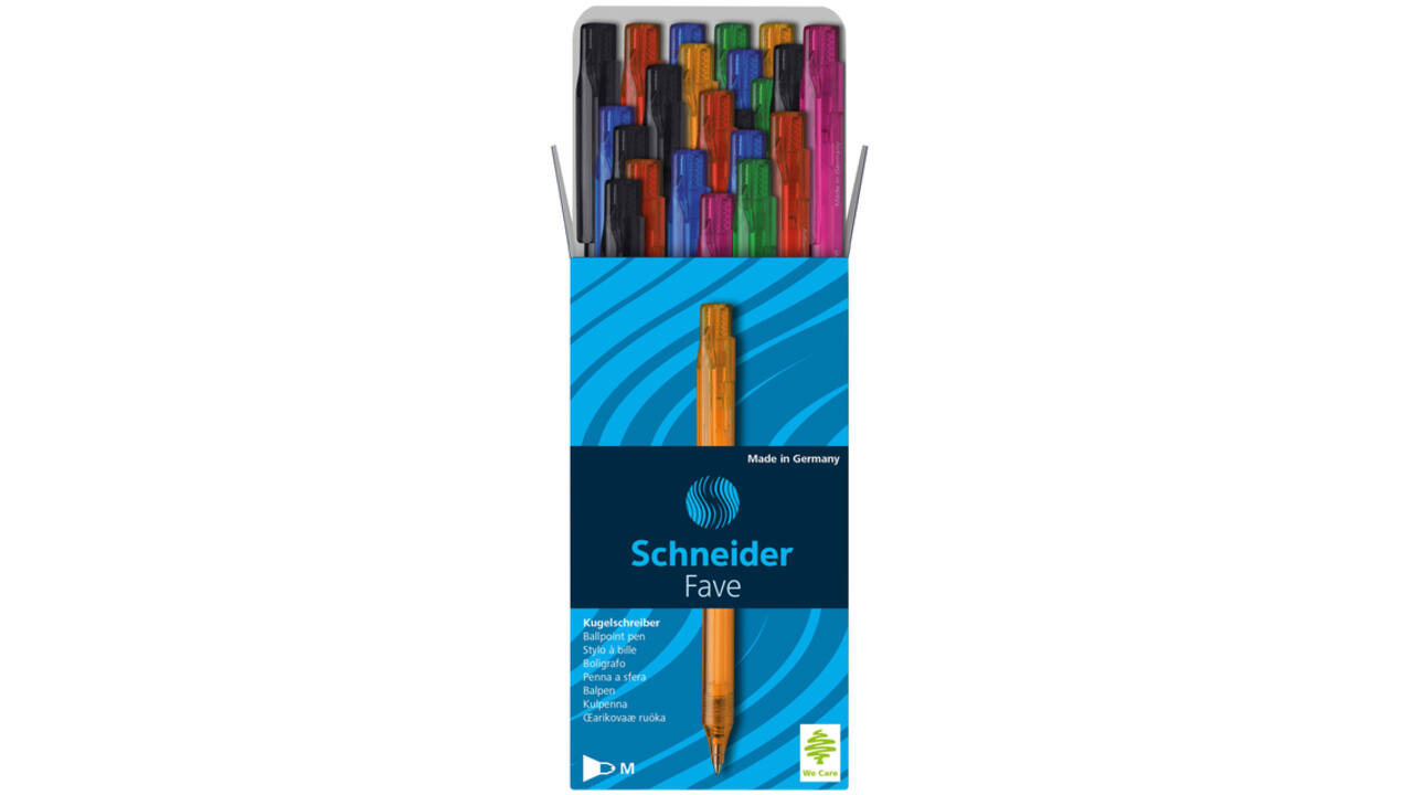 Balpen Schneider Fave medium assorti kleuren schrijfkleur blauw
