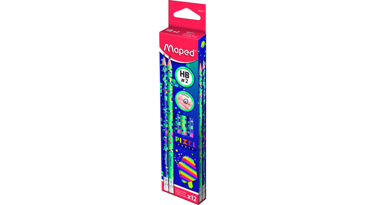 Potlood Maped Pixel Party met gum set à 12 stuks
