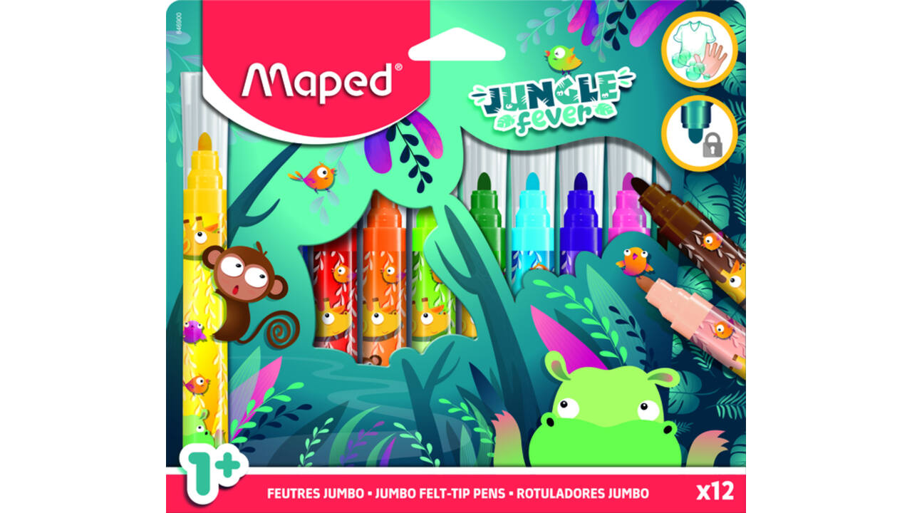 Viltstift Maped Jungle Fever Jumbo set à 12 kleuren