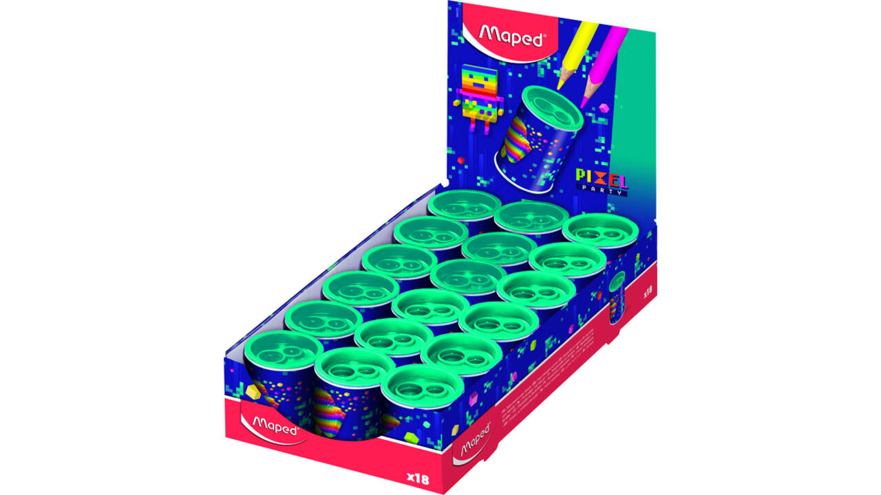 Puntenslijper Maped Pixel Party 2-gaats display à 18 stuks
