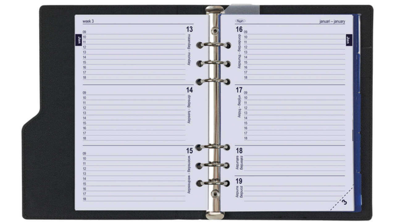 Organizer Kalpa Clipbook A5 inclusief agenda 2025-2026 7dagen/2pagina's nerf zwart
