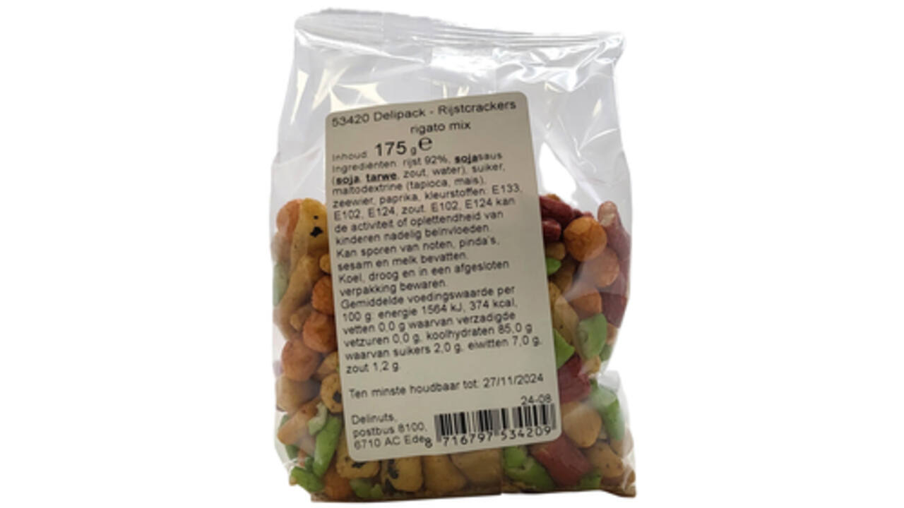 Rijstcrackers Delinuts rigato mix zak 175 gram