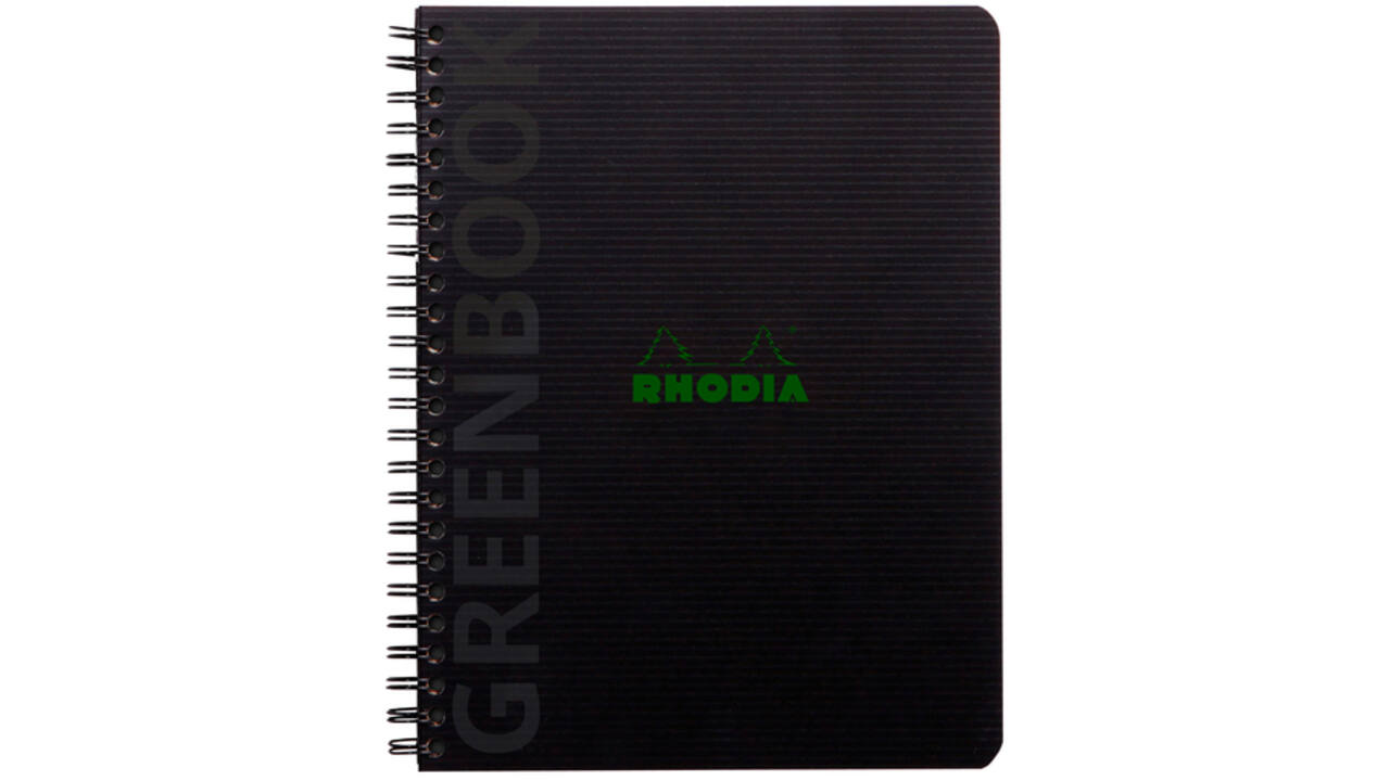 Notitieboek Rhodia Greenbook A5 lijn 6-gaats 180 pagina's 90gr zwart