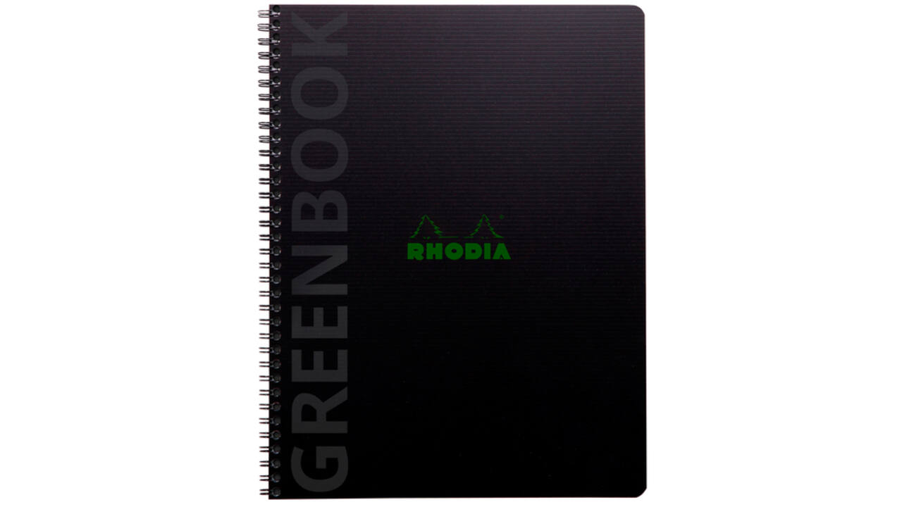 Notitieboek Rhodia Greenbook A4+ lijn 4-gaats 180 pagina's 90gr zwart