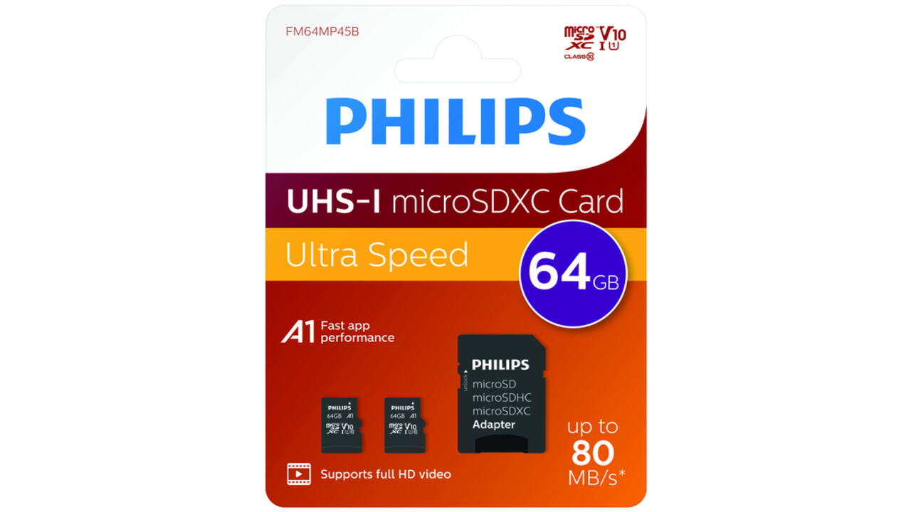 Geheugenkaart Philips micro SDXC Class 10 UHS-I U1 64GB 2 stuks