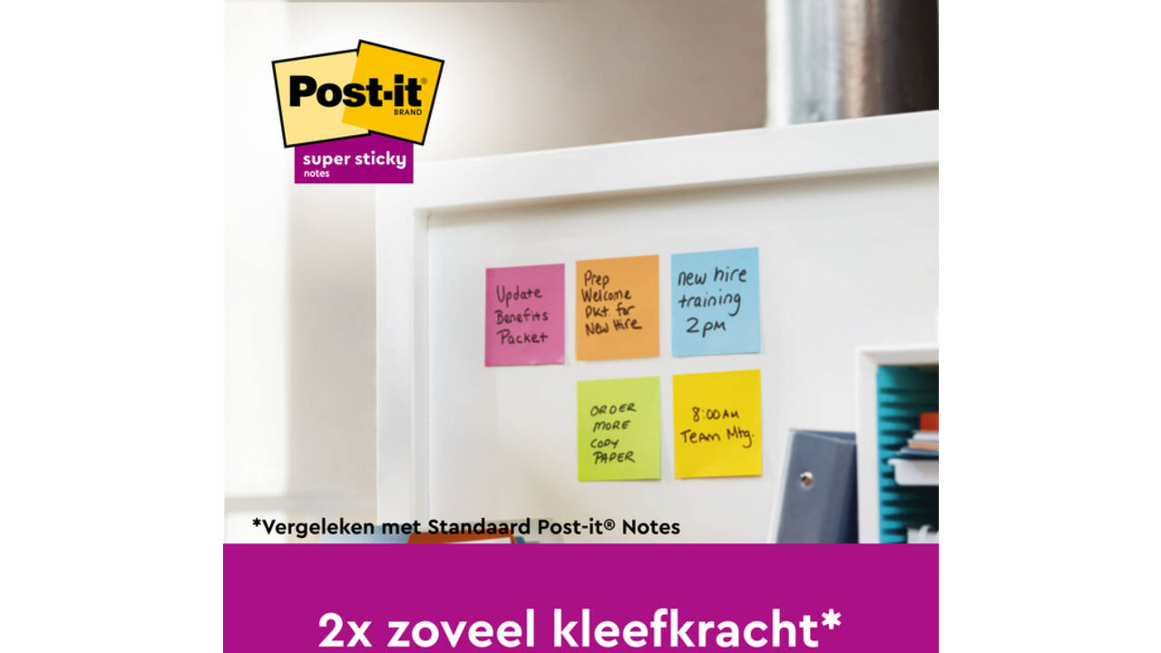 Memoblok 3M Post-it 4645 Super Sticky 101x152mm lijn roze
