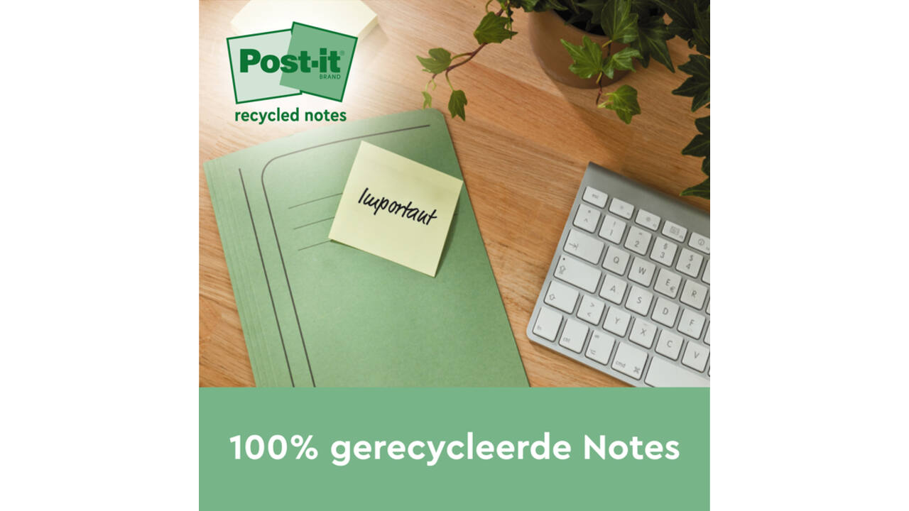 Memoblok 3M Post-it 654 RSSCOL 76x76mm geel 3+1 gratis