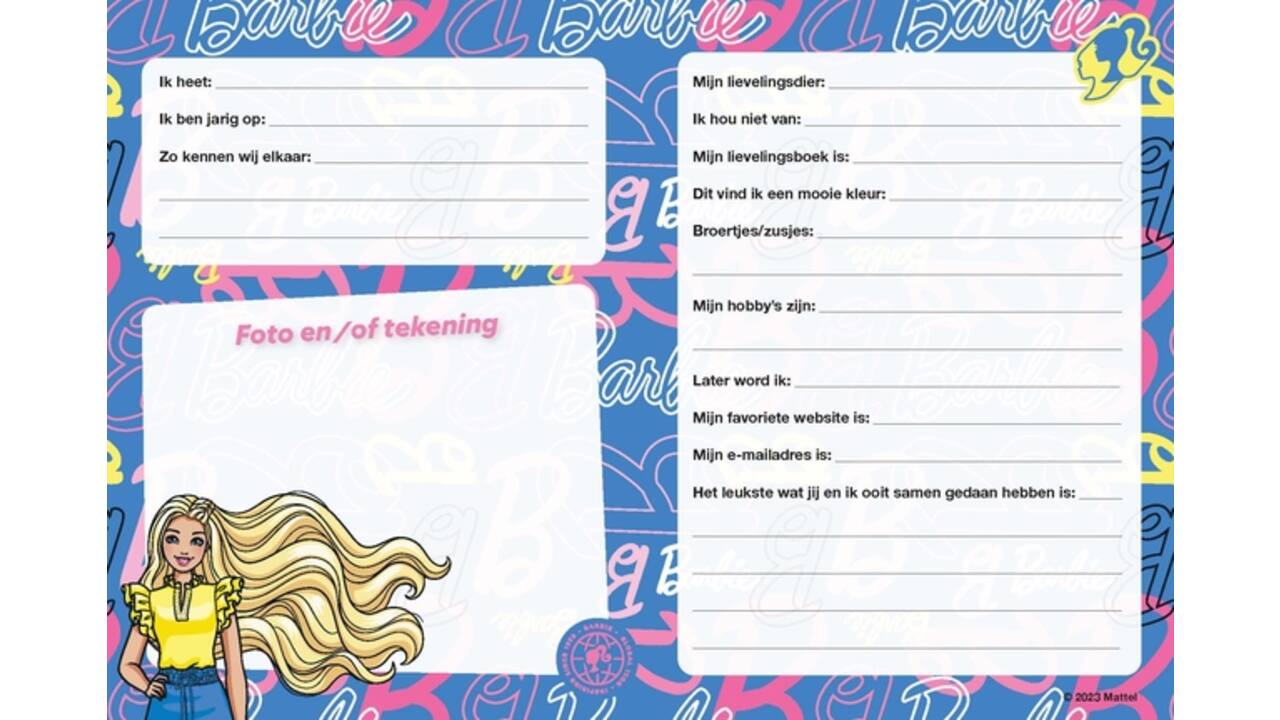 Vriendenboek Interstat Barbie