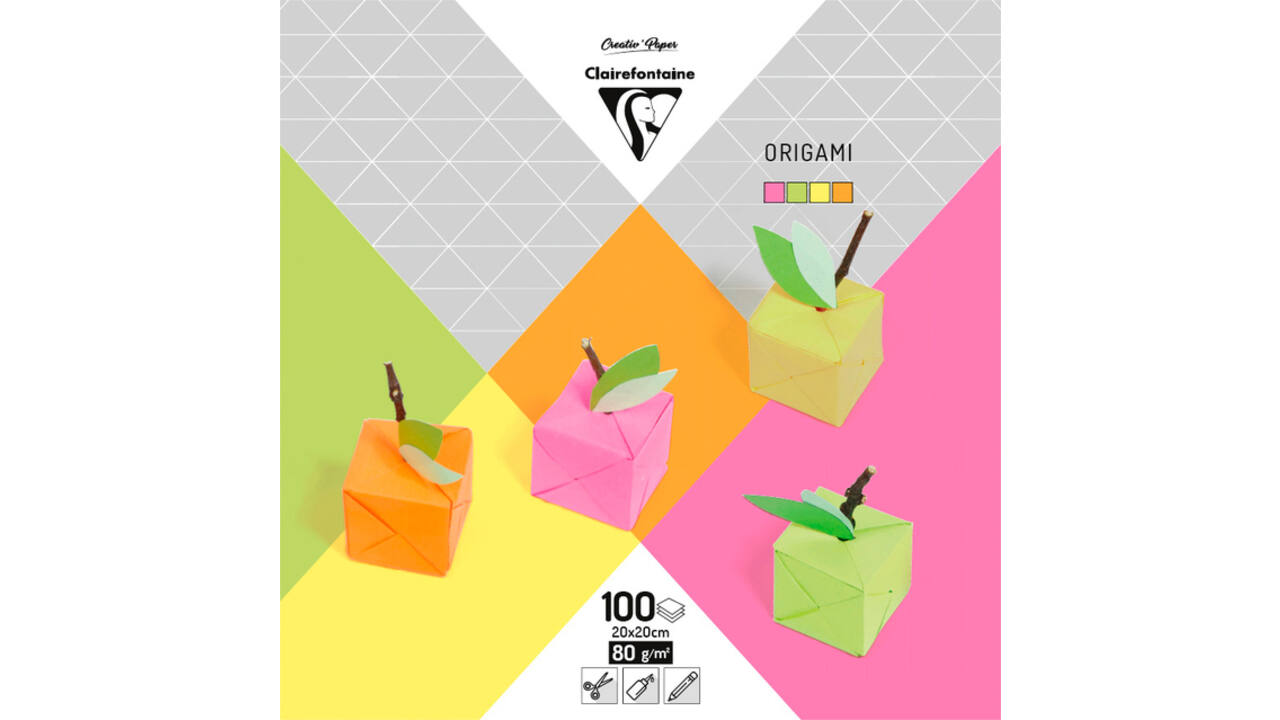 Origami Clairefontaine Neon 20x20cm set à 100 vel 70gram assorti
