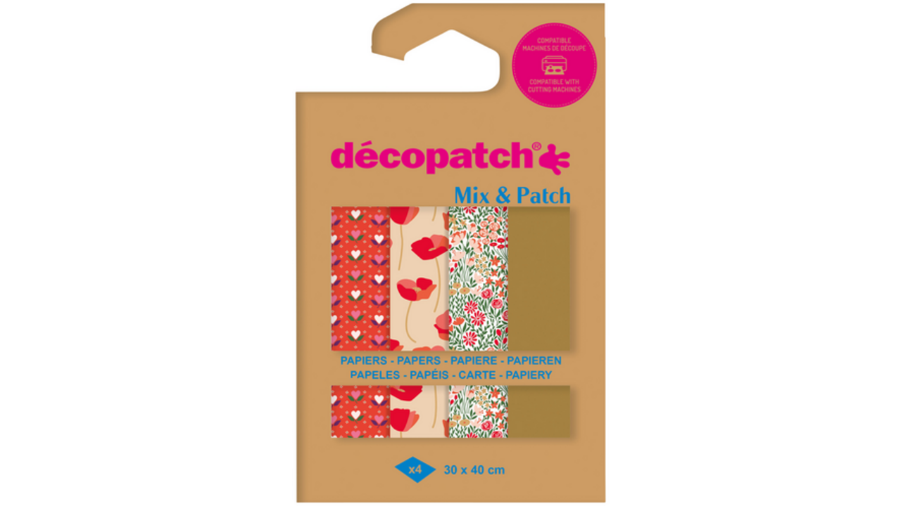 Hobbypapier Décopatch 30x40cm set à 4 vel thema Love is in the Meadow