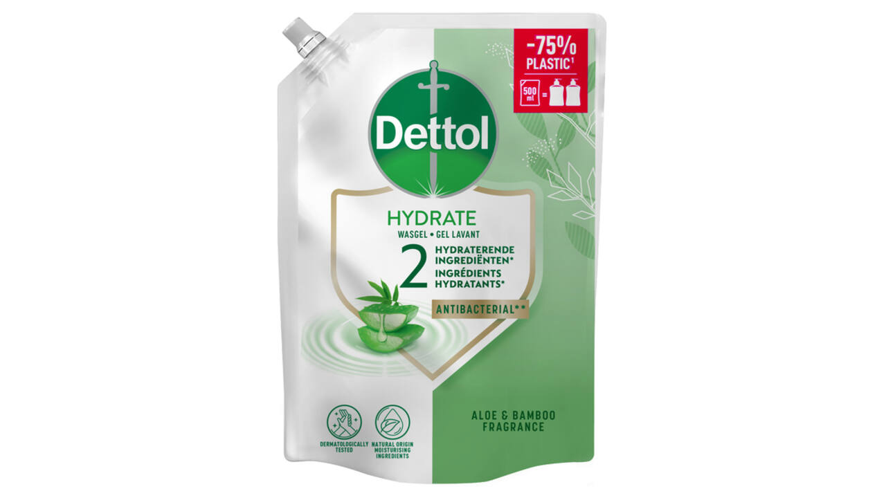 Handzeep Dettol Hydrating Aloe Vera antibacterieël 500ml refill